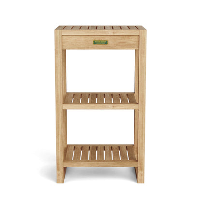Wooden shelf with three shelves on a white background