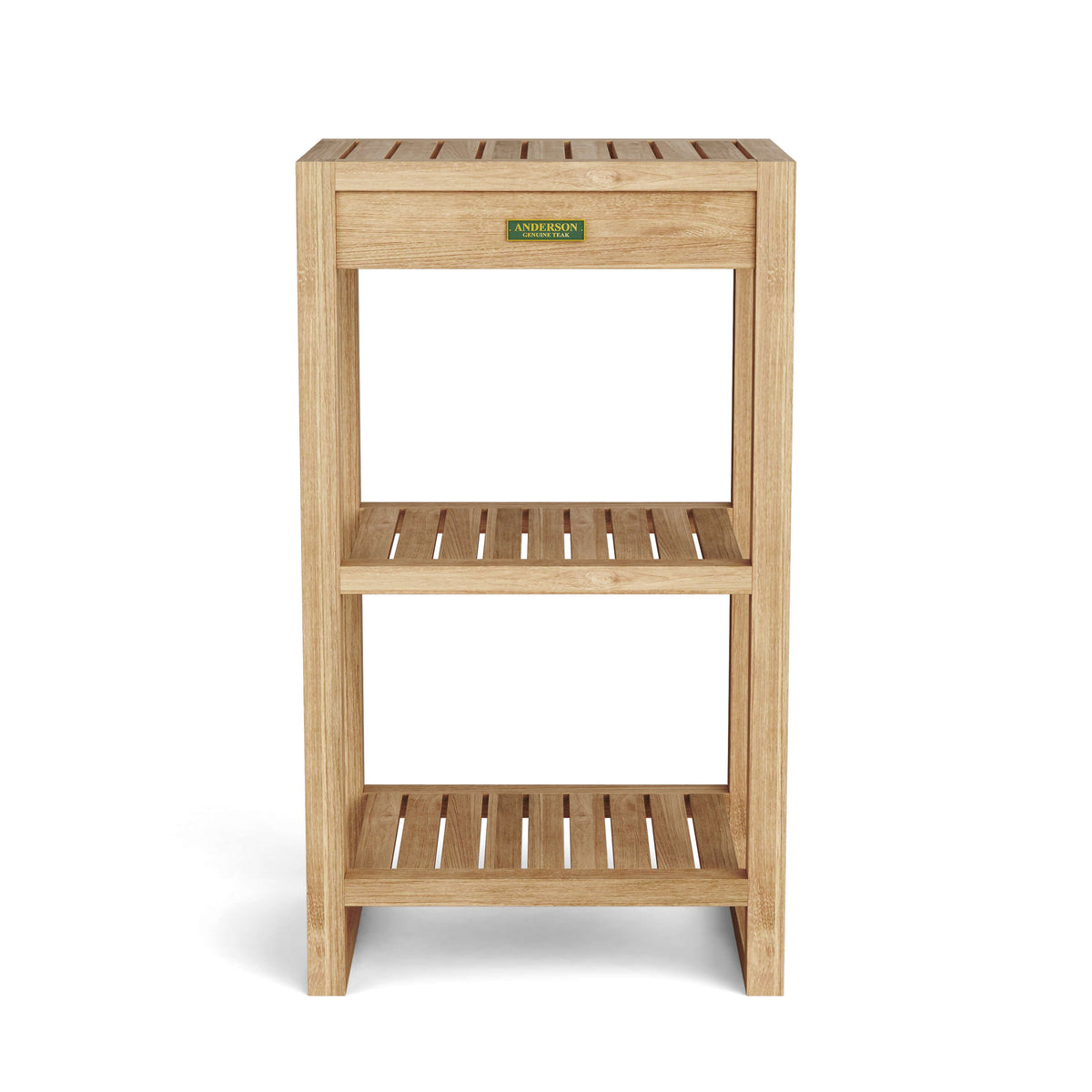 Wooden shelf with three shelves on a white background