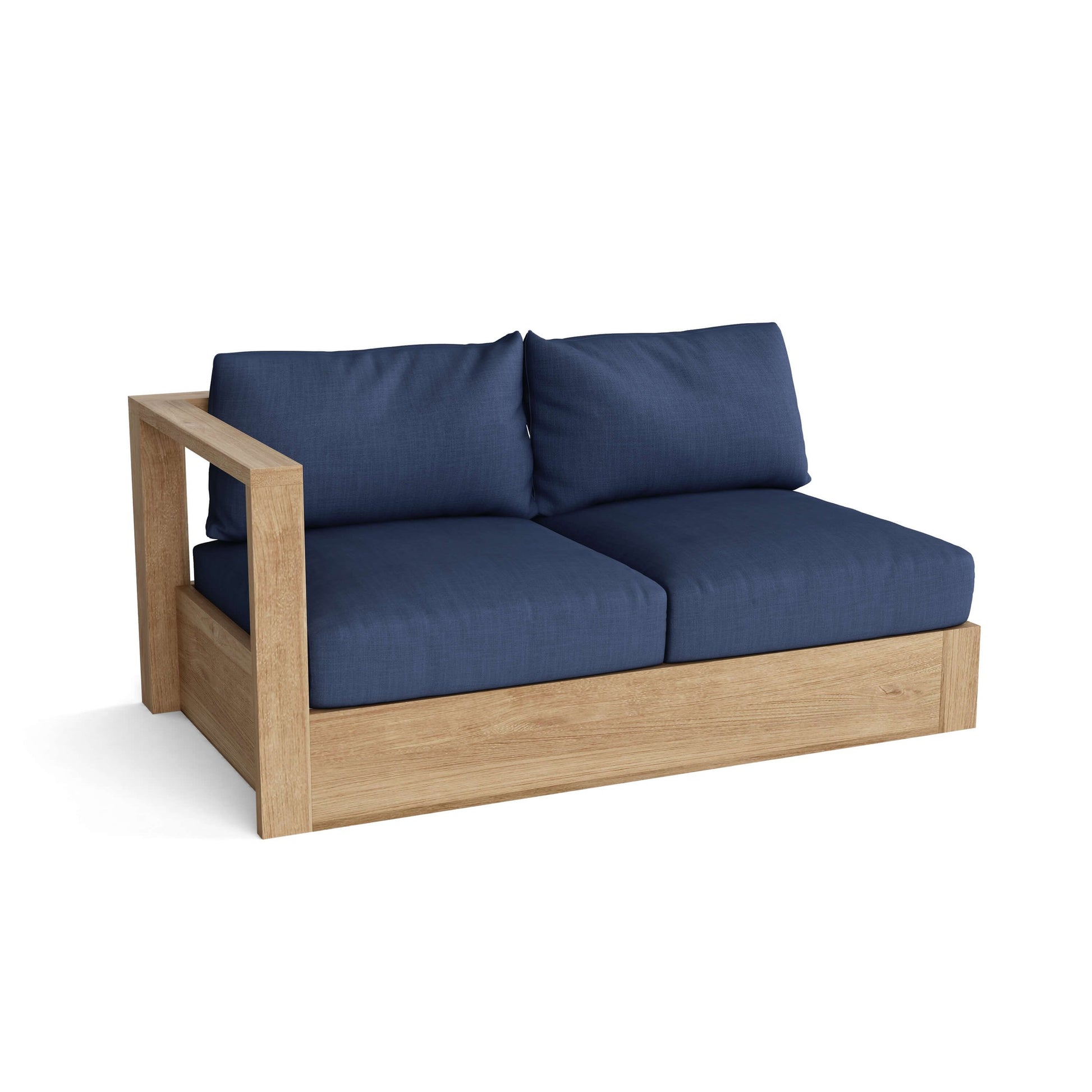Anderson Teak Copacabana Right Loveseat Modular - right-arm teak loveseat with Sunbrella cushion
