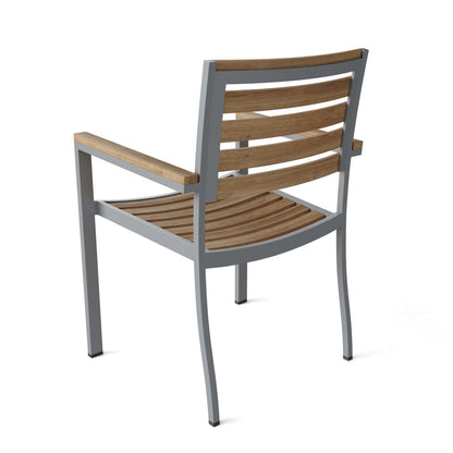Anderson Teak Seville Stackable Armchair Teak & Aluminum Set of 4 - four chairs stacked outdoors