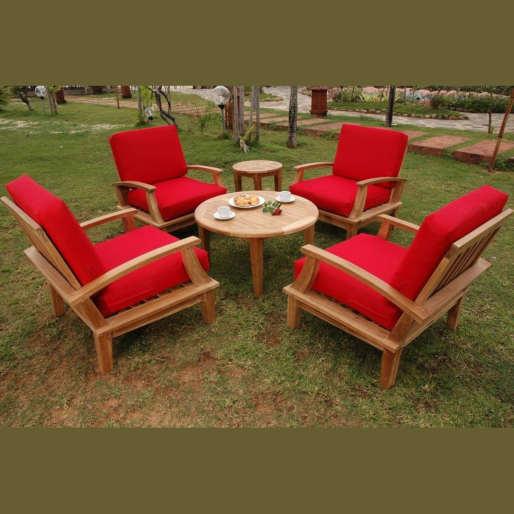 Brianna 6-Pc Teak Deep Seating Armchair Set with Sunbrella Cushions | BetterPatio // BetterPatio.com