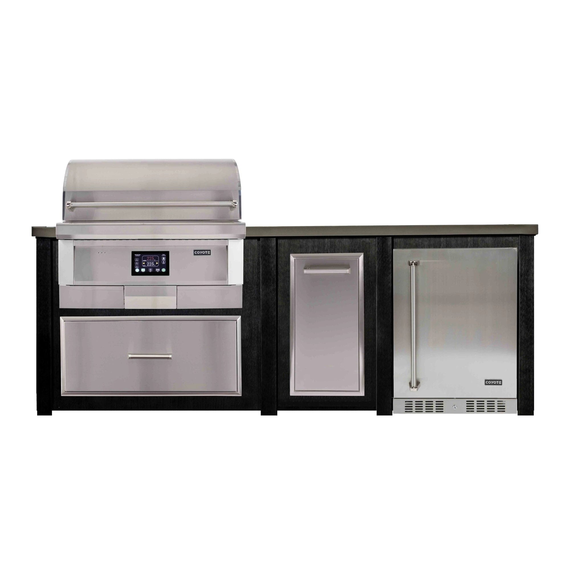 8 Foot Haven Outdoor Kitchen Island with Coyote 36 Inch Pellet Grill