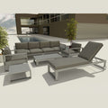 Lucca 7-Piece Aluminum Deep Seating & Sun Lounger Set - Outdoor Modular Patio Set