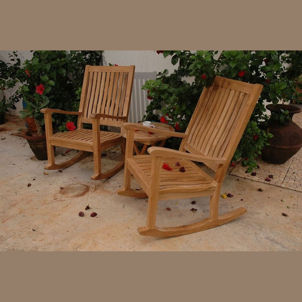 Del-Amo Bahama 3-Pc Teak Rocking Chair & Folding Side Table Set | BetterPatio // BetterPatio.com