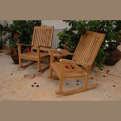 Del-Amo Bahama 3-Pc Teak Rocking Chair & Folding Side Table Set | BetterPatio // BetterPatio.com