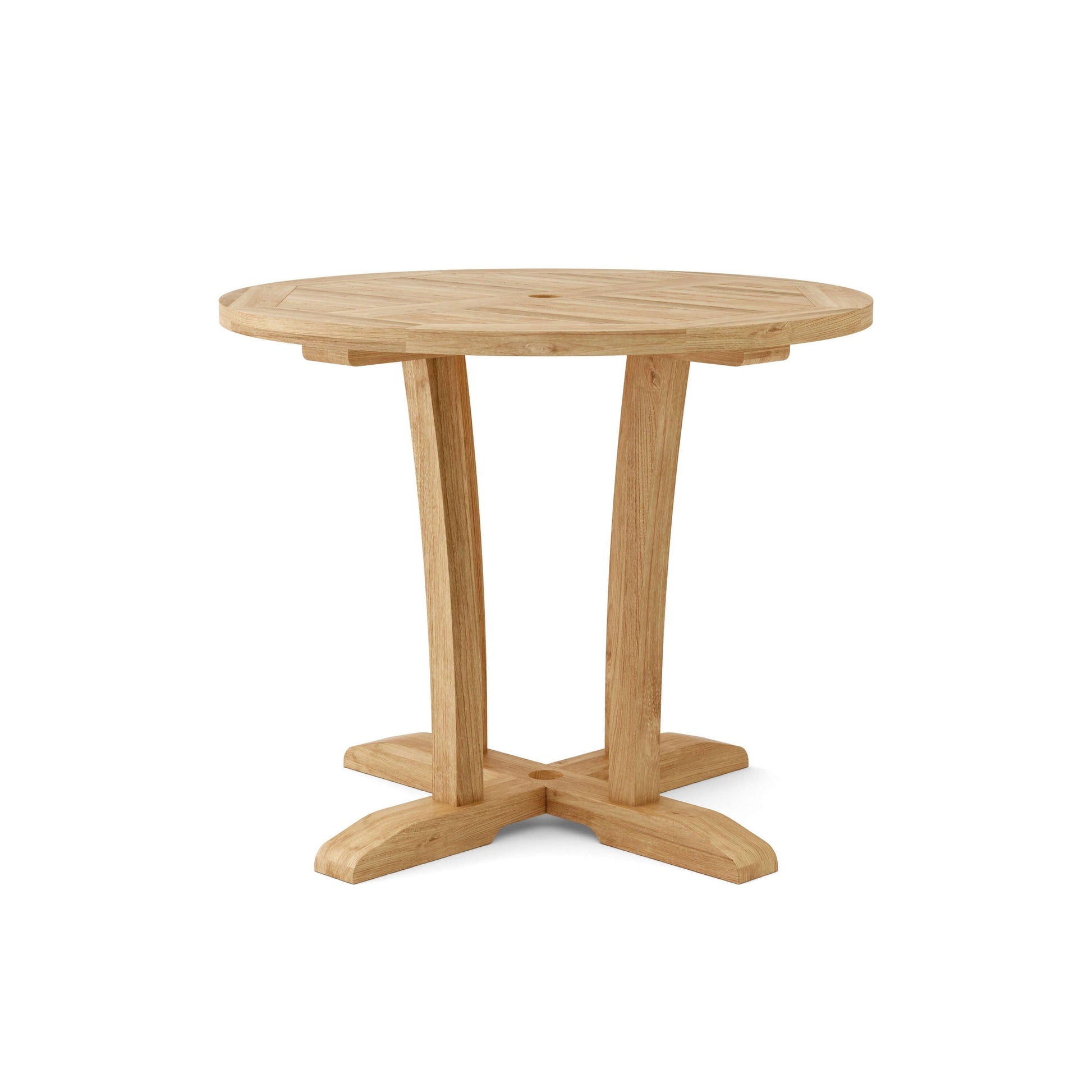 Wooden round table on a white background