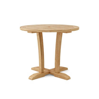 Wooden round table on a white background