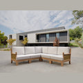 Luxe 5-Piece Modular Deep Seating Set - Teak & Wicker with Sunbrella Cushions