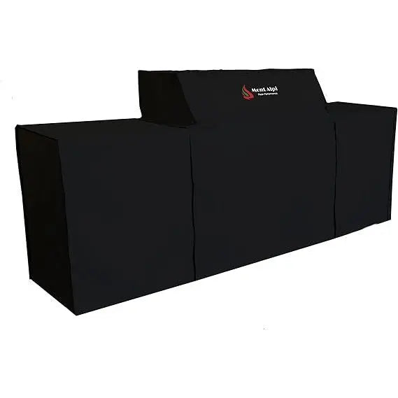 Mont Alpi COVMAI805 BBQ island cover black waterproof heavy-duty fitted rear angle view