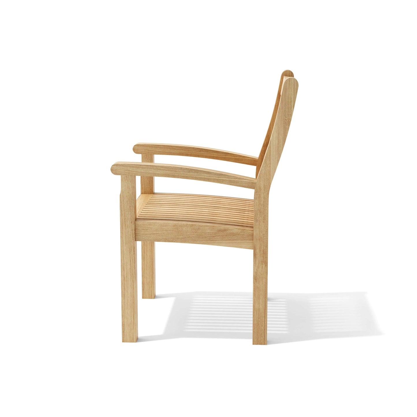 Wooden chair with armrests on a white background