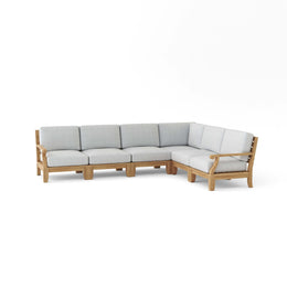 Riviera Luxe 6-Piece Modular Deep Seating Set B – Teak with Sunbrella Cushions