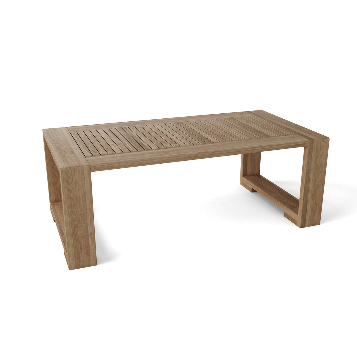 Anderson Teak Capistrano Rectangular Coffee Table - solid teak outdoor coffee table front view