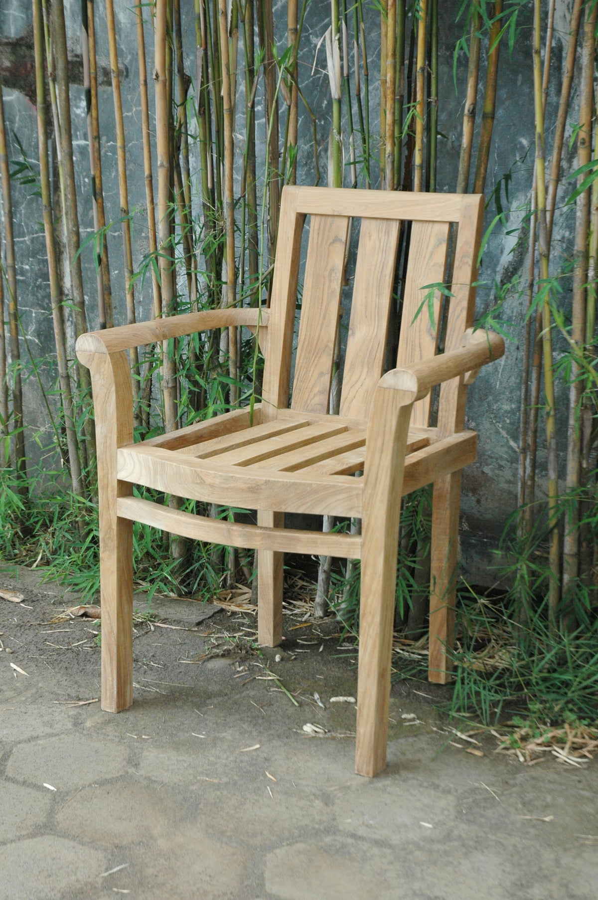 Classic Stackable Teak Armchair – Fully Assembled Set of 4