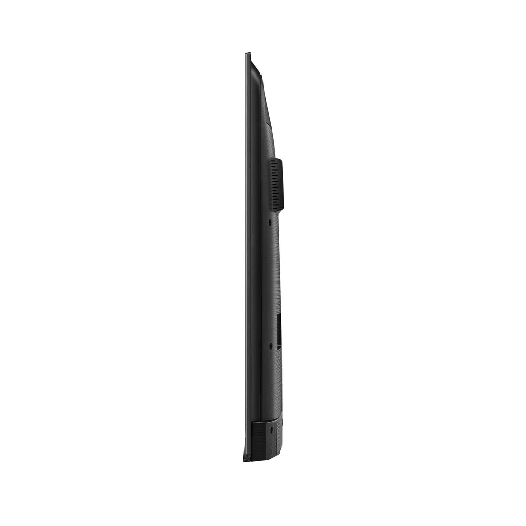 Side view of a black smartphone on a white background