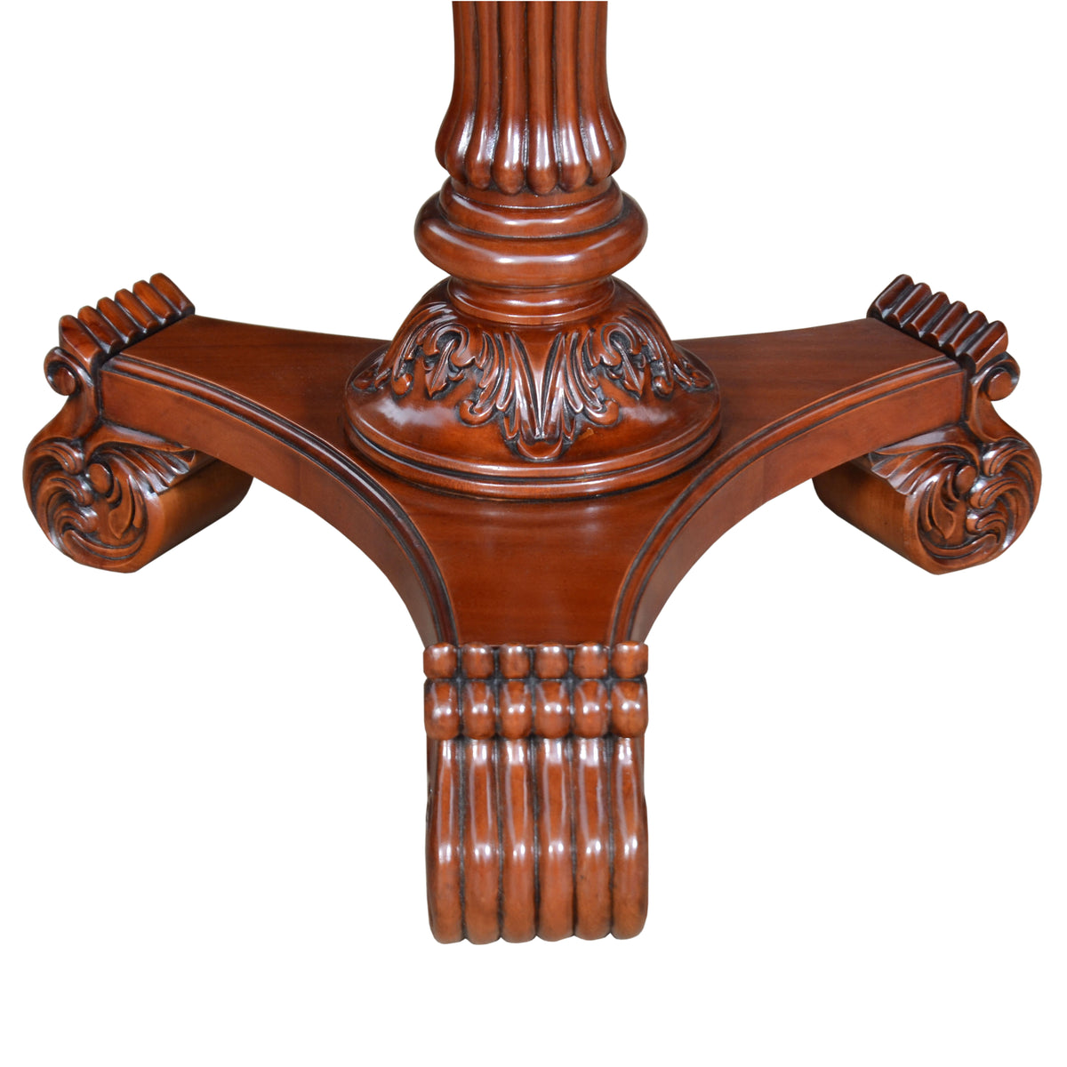 Bella Side Table with Marble Top - Mahogany Pedestal Accent Table