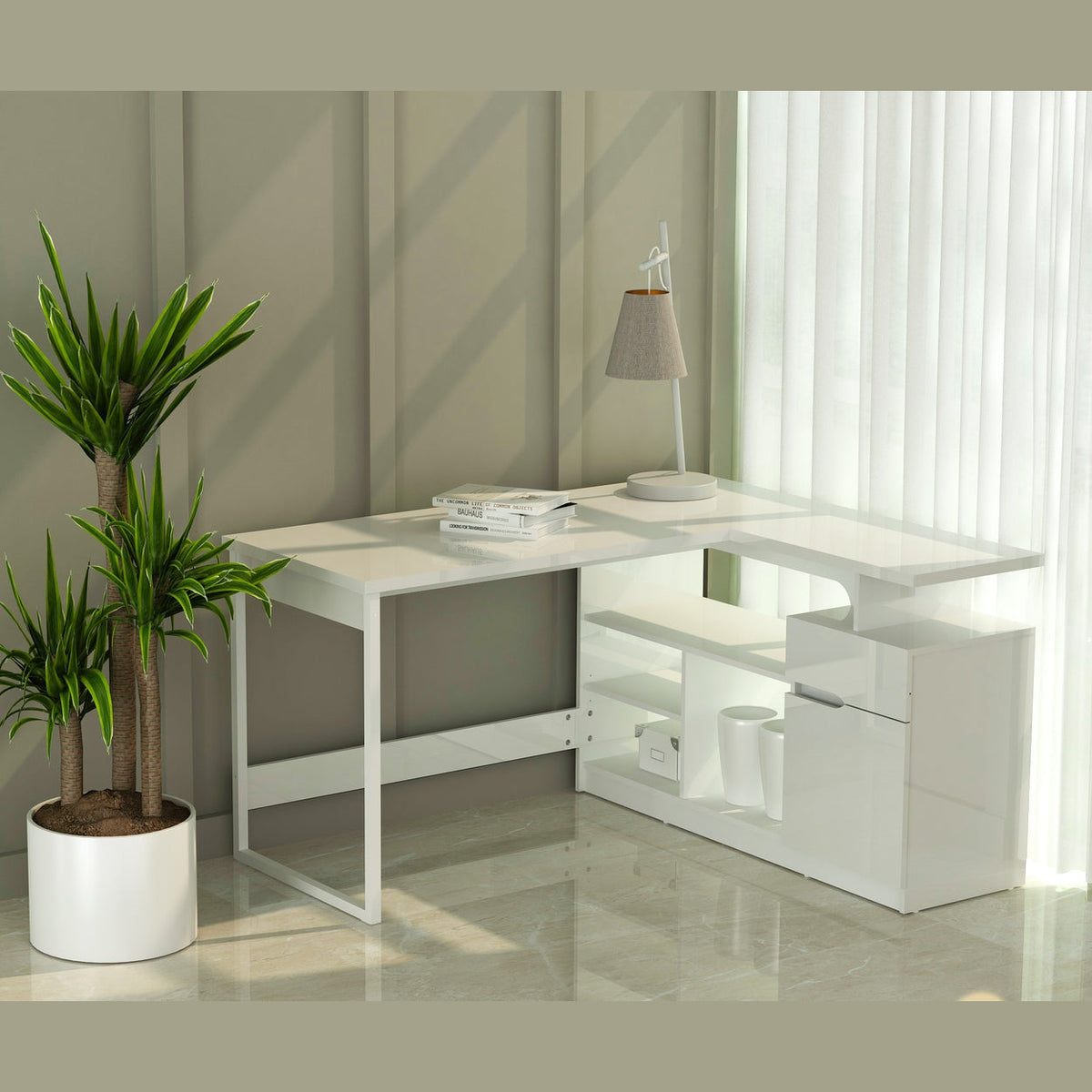 Anderson Teak Lexi 55-inch L-Shaped Corner Desk - white desk storage compartment