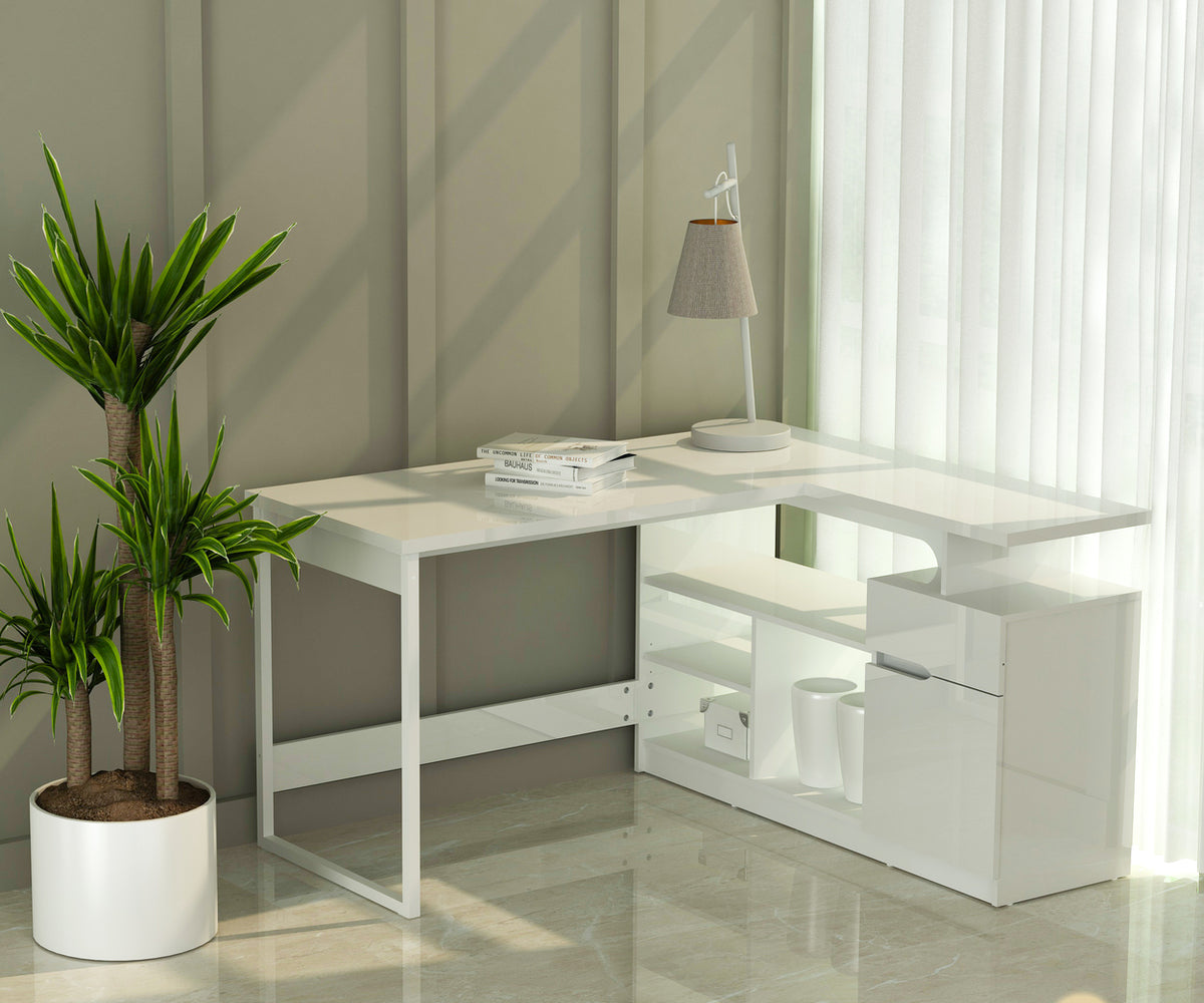Anderson Teak Lexi 55-inch L-Shaped Corner Desk - white desk storage compartment