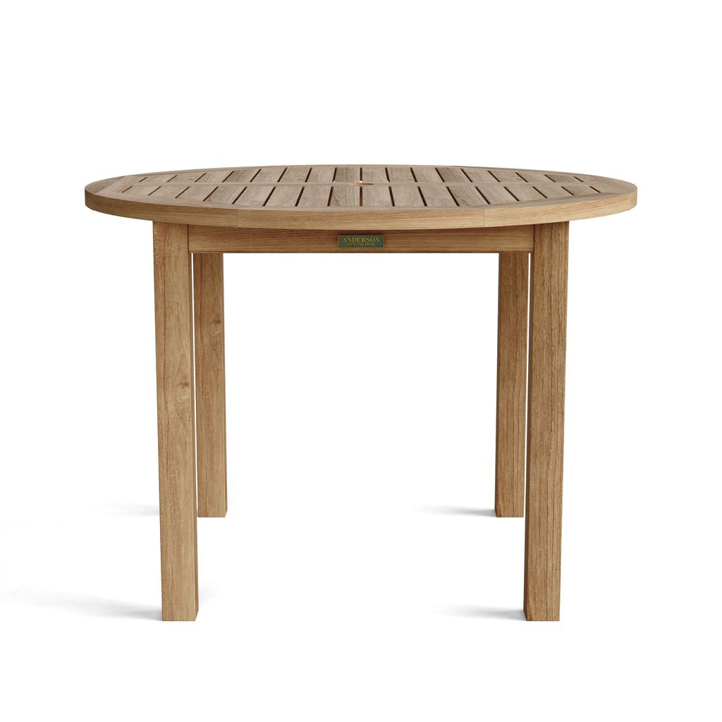 Wooden round table on a white background