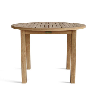 Wooden round table on a white background