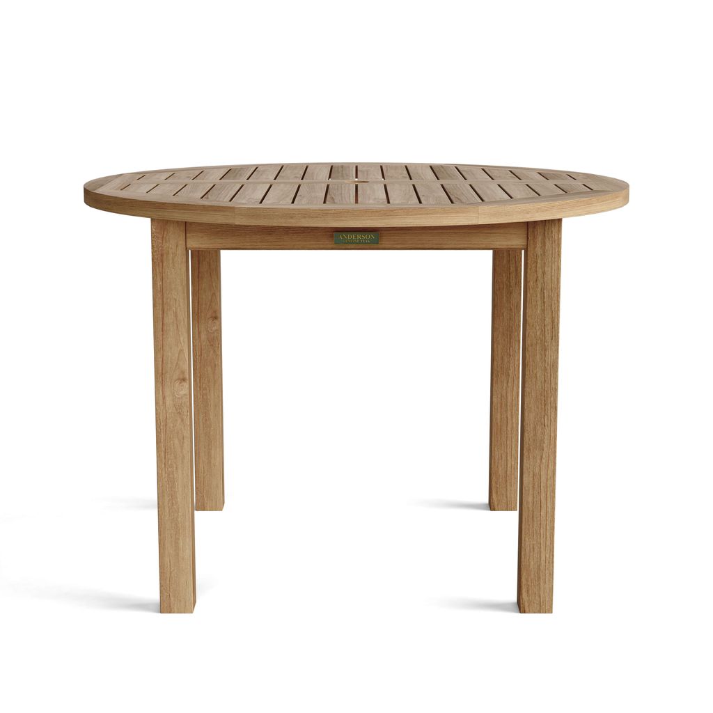 Wooden round table on a white background