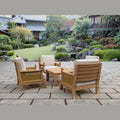 Luxe 5-Piece Modular Deep Seating Set - Teak & Rattan with Sunbrella Cushions