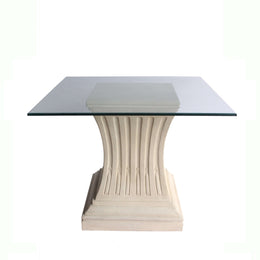 Legacy Cast Limestone Dining Table with 36" Glass Top