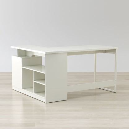 Anderson Teak Lexi 55-inch L-Shaped Corner Desk - white L-shaped desk with drawer