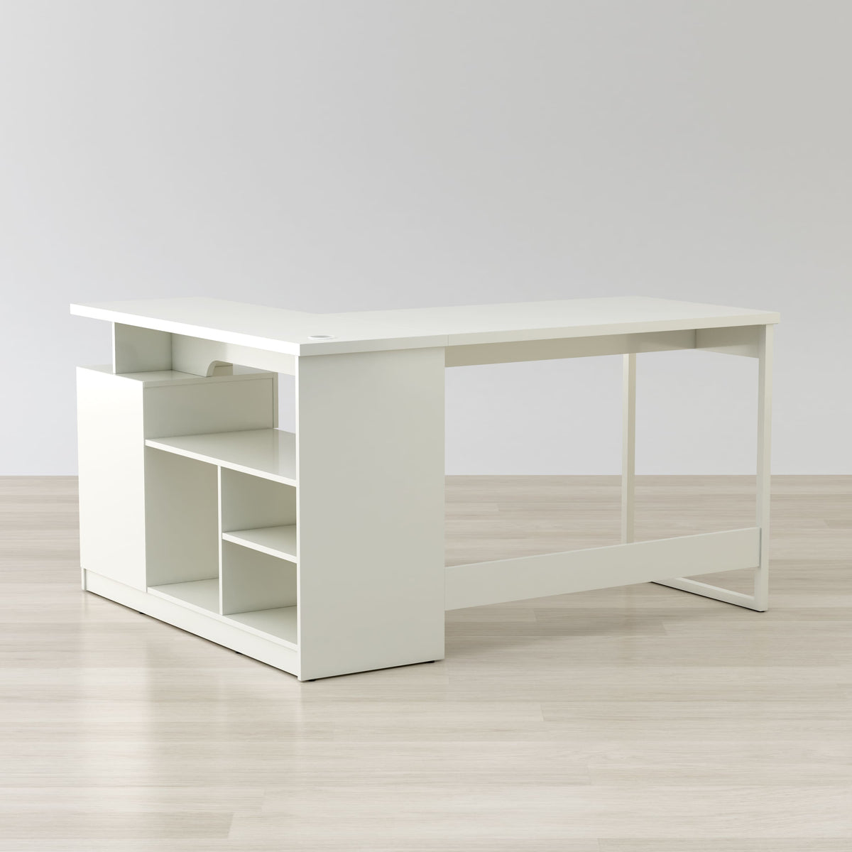 Anderson Teak Lexi 55-inch L-Shaped Corner Desk - white L-shaped desk with drawer