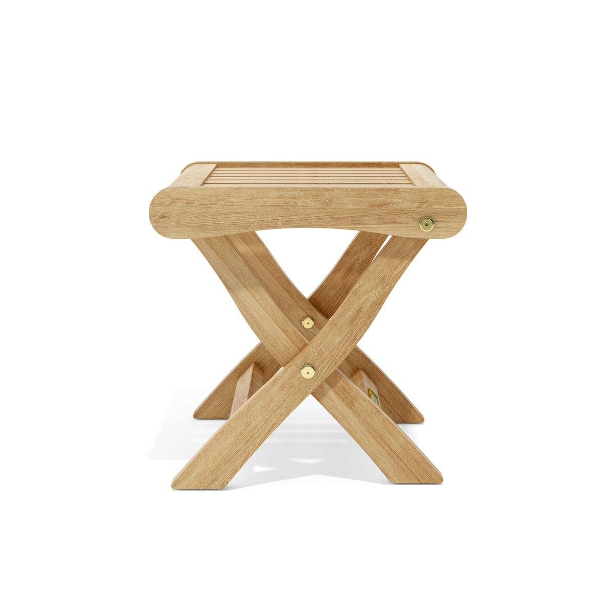 Wooden folding stool on a white background