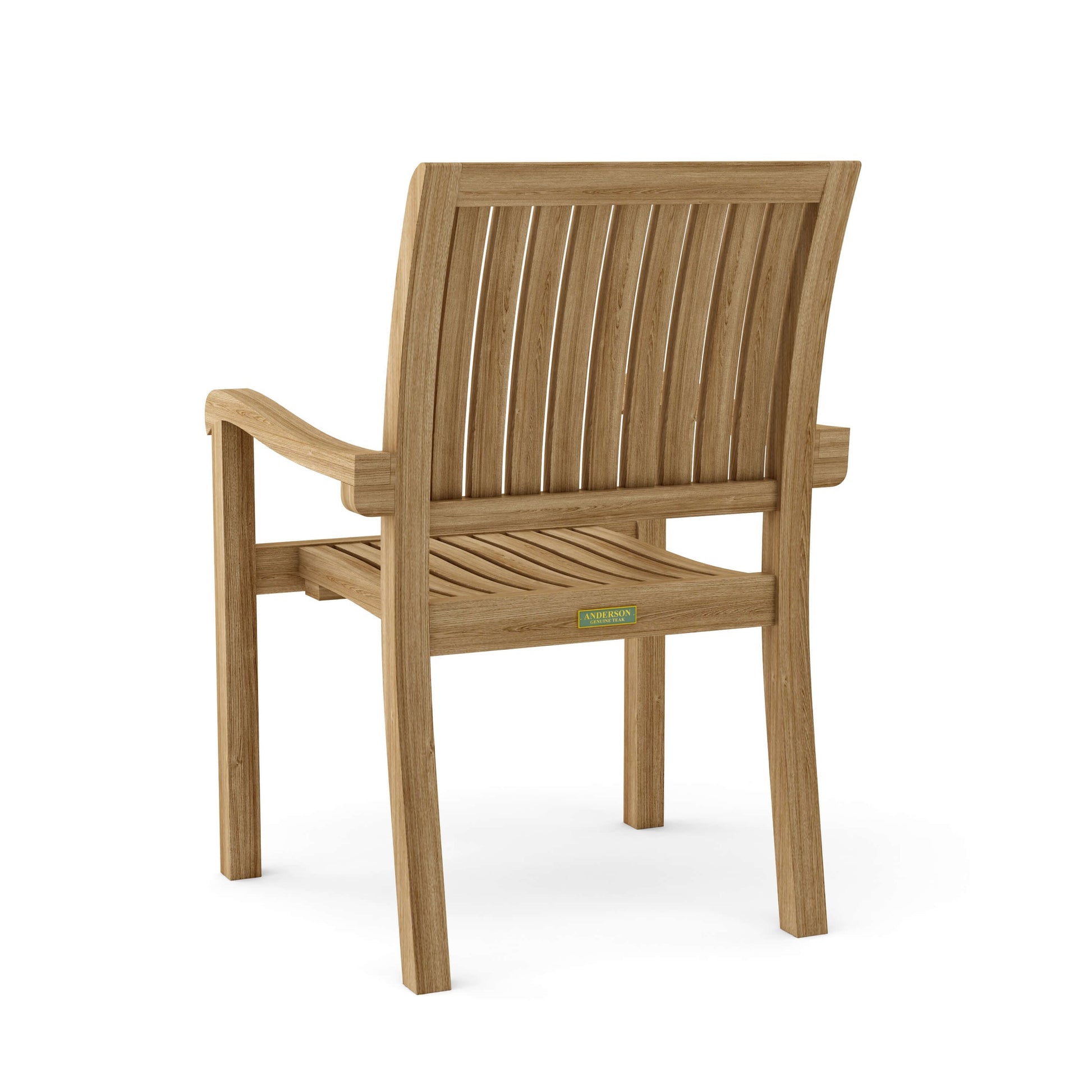 Anderson Teak Aspen Stackable Armchair Set of 4 - close-up of teak arm and joinery detail