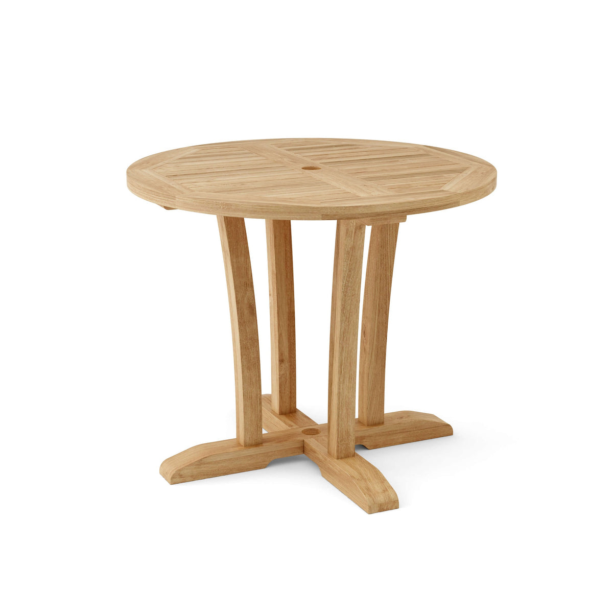 Wooden round table on a white background