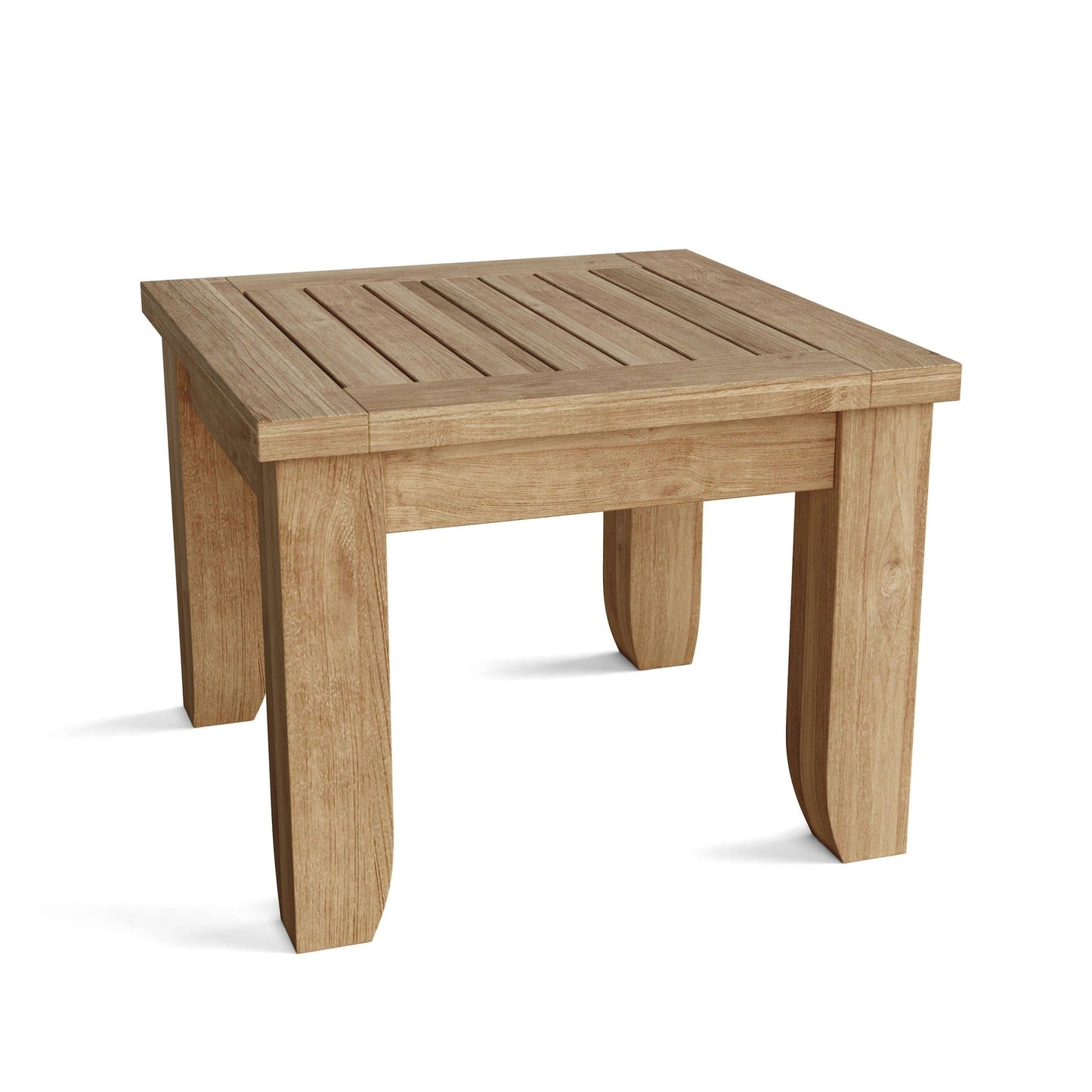 Wooden side table on a white background
