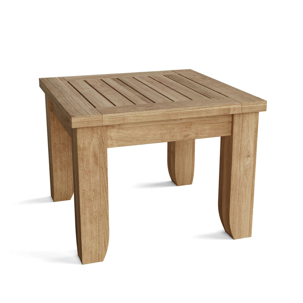 Wooden side table on a white background
