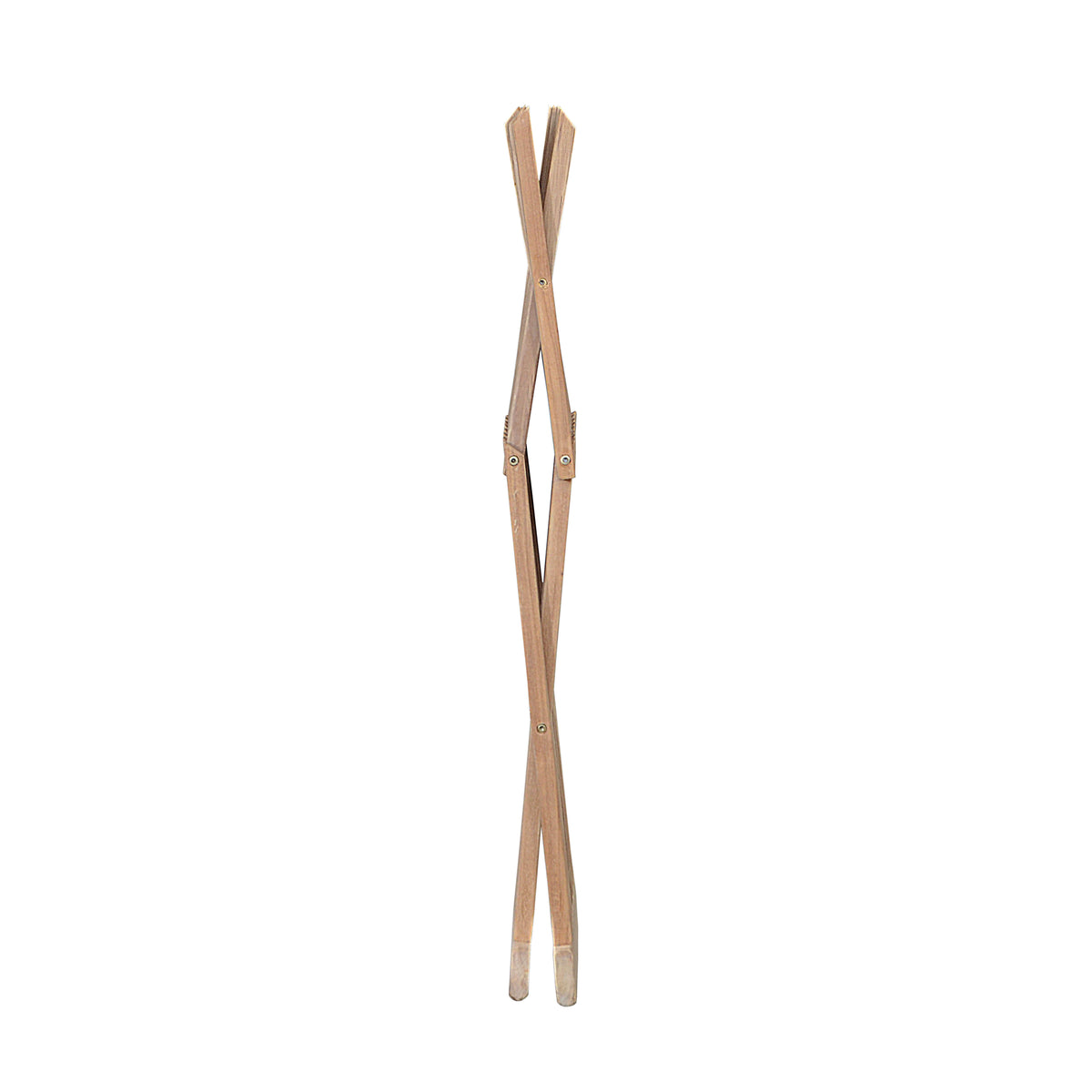 Pair of wooden tongs on a white background