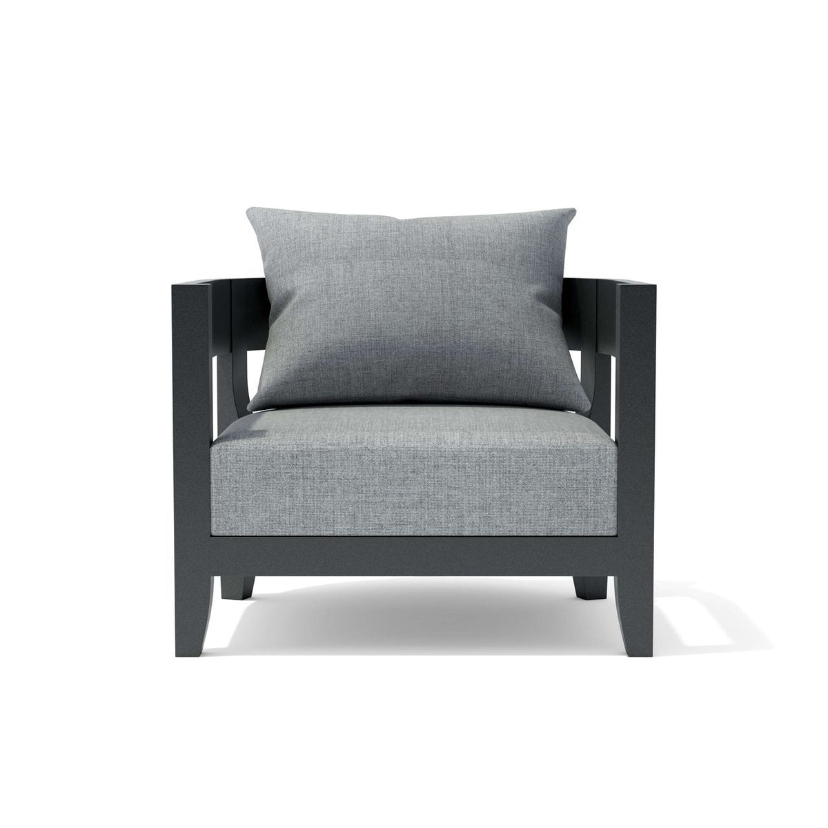 Gray armchair with a pillow on a white background