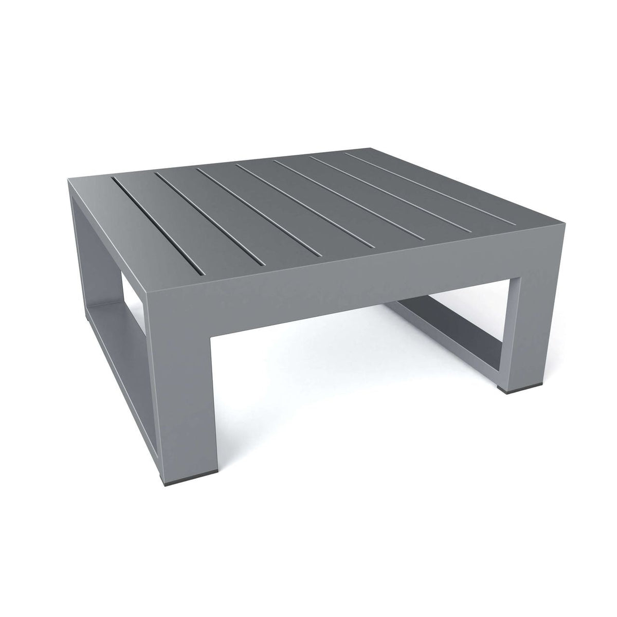 Anderson Teak Lucca Side Table - modern aluminum outdoor side table with lower shelf