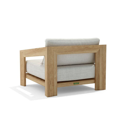 Wooden armchair with white cushion on a white background