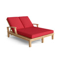 Brianna Double Sun Lounger with Arm - Adjustable Teak Outdoor Lounger for Two