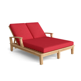Brianna Double Sun Lounger with Arm - Adjustable Teak Outdoor Lounger for Two