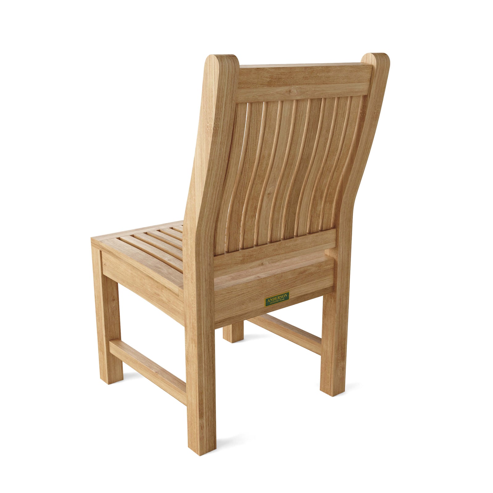 Wooden chair with a wavy backrest on a white background