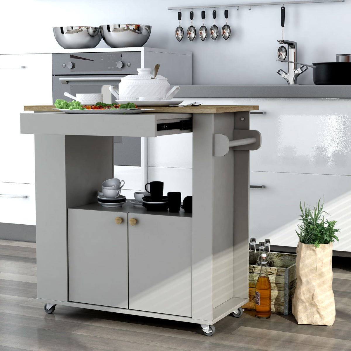 Astor 35" Kitchen Cart with Wheels & Storage | BetterPatio // BetterPatio.com