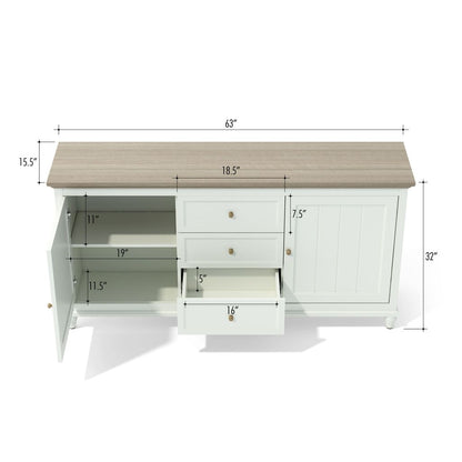 White cabinet with dimensions labeled on a white background