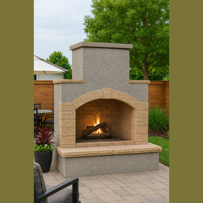 Cal Flame 78 inch Outdoor Fireplace with Hearth FRP-908-2 Cal Flame