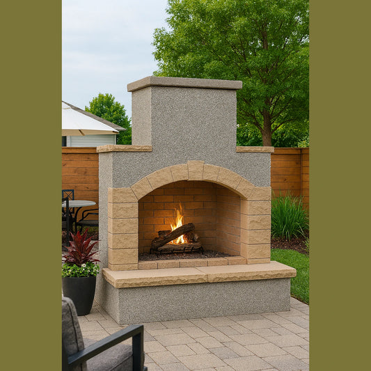 Cal Flame 78 inch Outdoor Fireplace with Hearth FRP-908-2 Cal Flame