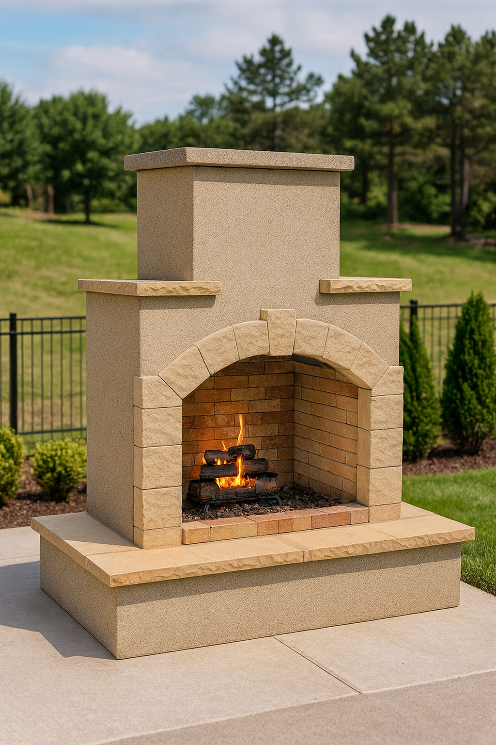 Cal Flame 78 inch Outdoor Fireplace FRP-908-3