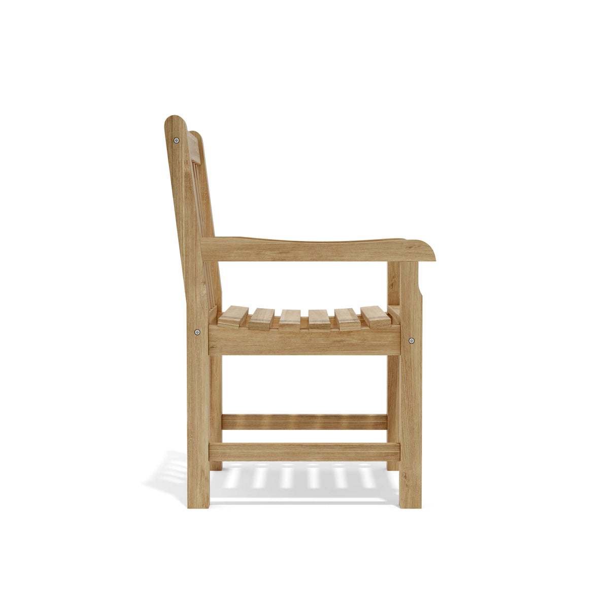 Wooden chair with armrests on a white background