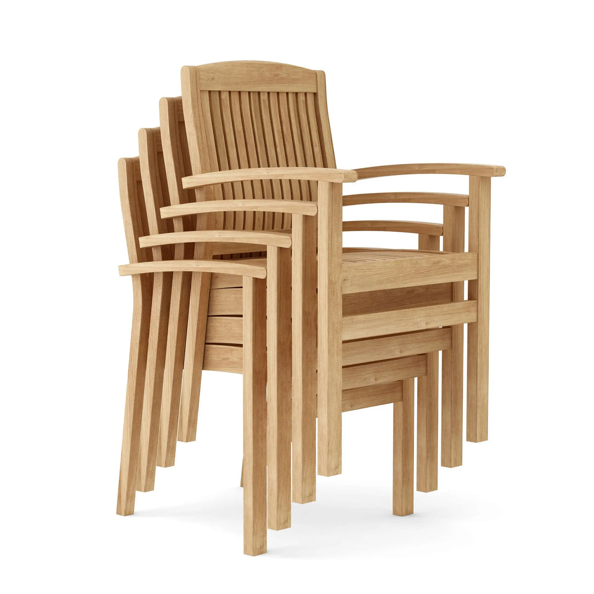 Stack of wooden chairs on a white background