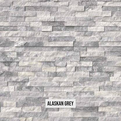 BetterPatio Mountain Series TrueFlame 6 Ft Grill Island - Alaskan Grey countertop labeled