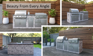 Quick Ship 8 Foot Outdoor Kitchen with Blaze Grill, Griddle and Trash Drawer