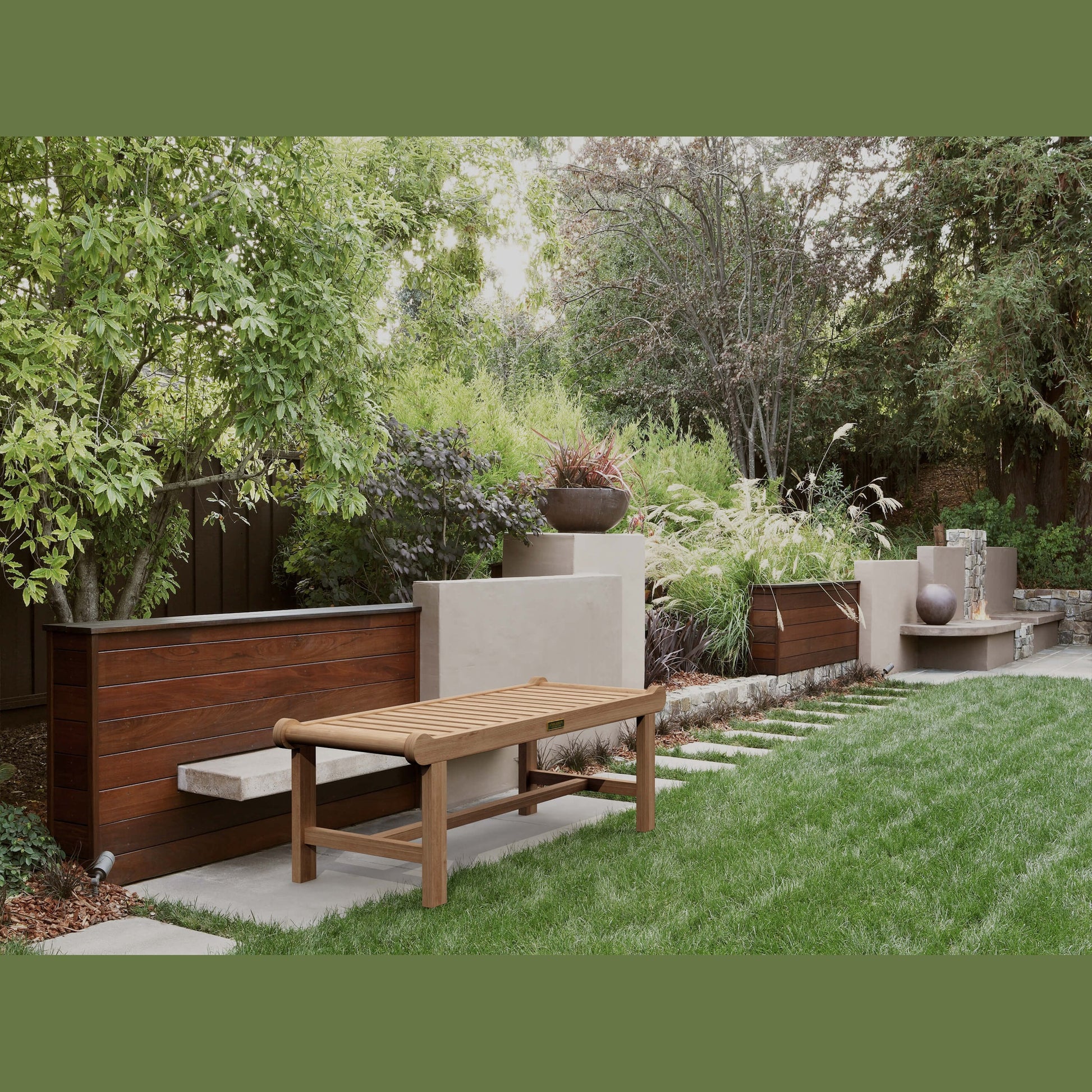 Anderson Teak Cambridge 2-Seater Backless Teak Bench - outdoor patio seating side view